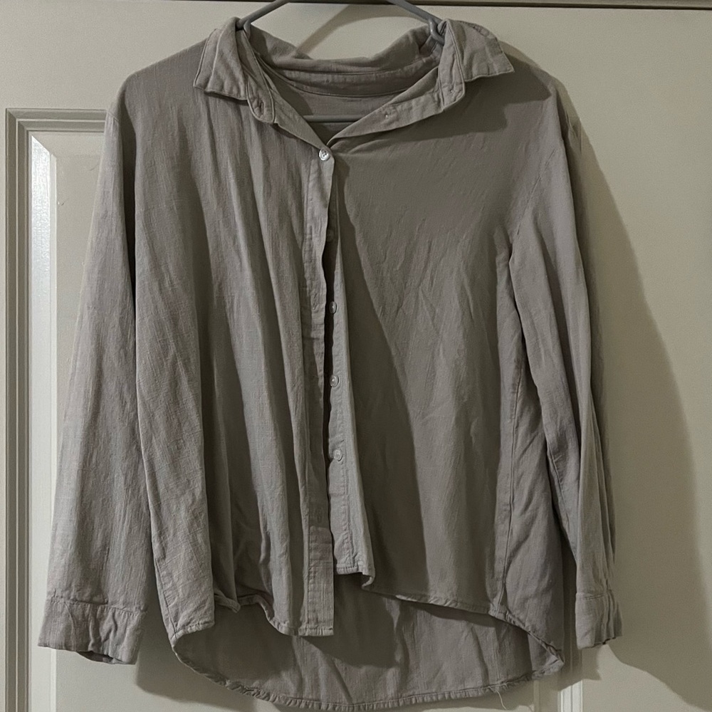 Grey button down shirt
